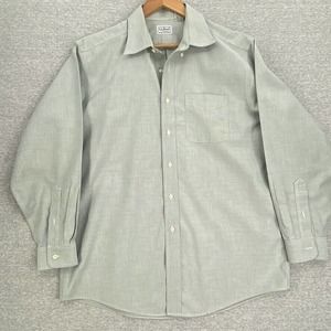 LL Bean Light Green Button Up Long Sleeve Classic Cotton Shirt Mens 16